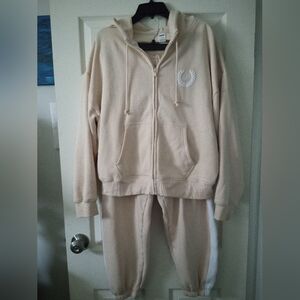 VS Pink Beige Hoodie and Jogger Set Sz L